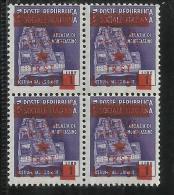 OCCUPAZIONE JUGOSLAVA DI TRIESTE 1945 LIRE 5 SU 5 SU 1 QUARTINA BLOCK MNH - Joegoslavische Bez.: Fiume