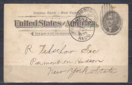 USA  Postal Stationery Card Posted 1895 Columbus , Ohio To Piermont , N.Y. - ...-1900