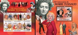 Mozambico 2011, Marie Trussard, Einstein, Diana, Gandhi, M. Monroe, Pope J. Paul II, Elvis, 6val In BF +BF - Albert Einstein