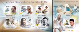 Mozambico 2011, Pelè, M. Jordan, Senna, Comanenci, Babe Ruth, Gold, Tennis, Boxing6val In BF +BF - Nuovi
