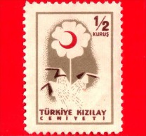 TURCHIA - Usato - 1957 - Mezzaluna Rossa - Simbolo - Fiore - Red Crescent Society - 0.50 - Usati