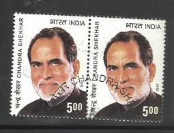 INDIA, 2010, FIRST DAY CANCELLED, PAIR, Handra Shekhar, Politician, Former Prime Minister, - Used Stamps