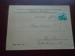 Hungary -Library  Bibliotheque - Budapest  MÅ±szaki Egyetem  Könyvtára - 1952  D133576.10 - Cartas & Documentos