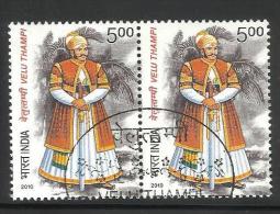 INDIA, 2010, FIRST DAY CANCELLED, PAIR, , Velu Thampi, Veluthampi, Kalkulam Born, Costume, Tree, - Gebruikt