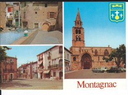 CPM - 34 -  MONTAGNAC  -Multivues - Lavoir, Voitures -boutiques -   Très Bon état  - - Montagnac