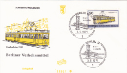 BERLINER VERKEHRSMITTEL ,FDC COVERS,1971,BERLIN,GERMANY - Tramways