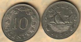 MALTA 10 CENTS WREATH FRONT SHIP BACK 1972 VF KM11 READ DESCRIPTION CAREFULLY!!! - Malte