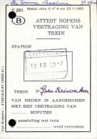 Attest Nopens Vertraging Trein - Spoorwegen - Stempel Station Zottegem - 13 Sept 1983 - Andere & Zonder Classificatie