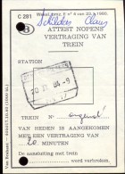 Attest Nopens Vertraging Trein - Spoorwegen - Stempel Station Gent St Pieters - 20 Feb 1984 - Ongeval - Other & Unclassified