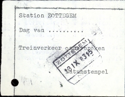 Attest  Trein Onderbroken - Spoorwegen - Stempel Station Zottegem - 19 Sept 1983 - Other & Unclassified