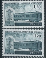 [11] Variété : N° 2022 Armistice Rethonde Wagon Clair + Normal ** - Ungebraucht