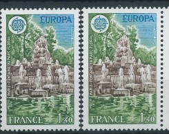 [11] Variété : N° 2009 Europa Fontaine Du Parc Floral Feuillage Vert-jaune Au Lieu De Vert + Normal ** - Unused Stamps