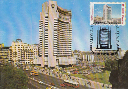 BUCHAREST-INTERCONTINENTAL HOTEL, BUSS, CAR, CM, MAXICARD, CARTES MAXIMUM, 1987, ROMANIA - Hotel- & Gaststättengewerbe