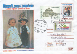 CHILDRENS, DOLLS, LENAU MUSEUM, COSTUMES, COVER STATIONERY, ENTIER POSTAL, 2004, ROMANIA - Poppen