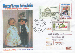 CHILDRENS, DOLLS, LENAU MUSEUM, COSTUMES, COVER STATIONERY, ENTIER POSTAL, 2004, ROMANIA - Dolls