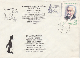 ROMANIAN POLAR EXPLORERS, ARCTICA AND ANTARCTICA, POLAR BEAR, PENGUIN, SPECIAL COVER, 1974, ROMANIA - Polar Explorers & Famous People