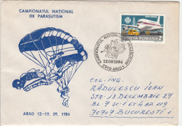 PARACHUTTING, NATIONAL CHAMPIONSHIP, SPECIAL COVER, 1984, ROMANIA - Parachutting