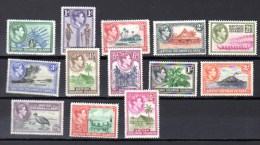 George VI, Iles Salomon  Yv. 58 / 70** (1 ½ Charnière), Cote 110 €, Thème Oiseau Bird Vogel  Fruit - Salomonseilanden (...-1978)