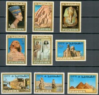 1966 Fujeira Esposizione E 100° Del Francobollo Egiziano Al Cairo Mic.49/57 Set MNH** B621 - Egittologia