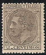 1879-ED. 200 ALFONSO XII. CORREOS Y TELEGRAFOS-2 CTS. NEGRO GRISACEO-NUEVO - Ongebruikt