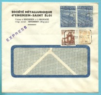 710+765+767 Op Brief Per EXPRES Met Telegraafstempel  EDINGEN /ENGHIEN - 1948 Export