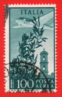 1948/52 (A142/l) Torre Del Campidoglio Lire 100 (filigrana Ruota III) - Usato - Leggi Il Messaggio Del Venditore - Poste Aérienne