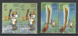 INDIA, 2010,  First Day Cancelled,  Queens Baton Relay Set 2 V,  PAIRS, Commonwealth Games, Fine Used. - Usati