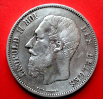 5 F 1868 - Leopold II - Roi Des Belges - L'union Fait La Force - 5 Francs