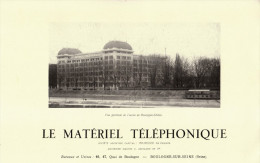 1929 - Rare Iconographie - Boulogne-Billancourt (Hauts-de-Seine) - L'usine Téléphonique - FRANCO DE PORT - Zonder Classificatie