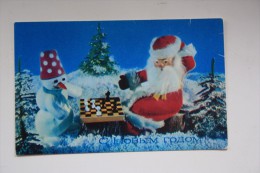 OLD USSR PC. 1979. SANTA PLAYING CHESS WITH SNOWMAN - Chess - Échecs - Schaken