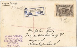 AV-L84 - AUSTRALIE PA 4 Sur Lettre Recommandée Pour Zürich 1932 - Lettres & Documents