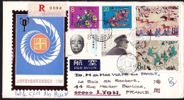 CHINE CHINA 1988    Enveloppe Recom. Ayant Voyagé  Shanghai Lyon  -   Bel Affranchissement Dont Peng Dehuai 2v. - Cartas & Documentos