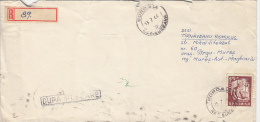 3117FM- CONSTRUCTIONS WORKER STAMP ON REGISTERED COVER, 1966, ROMANIA - Storia Postale