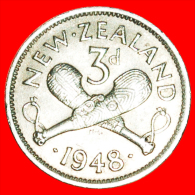 + WEAPON: NEW ZEALAND ★ 3 PENCE 1948! LOW START ★ NO RESERVE! George VI (1937-1952) - Nuova Zelanda