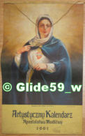 Artystyczny Kalendarz Apostolstwa Modlitwy 1961 - Calendrier Artistique Catholique Polonais - Grand Format : 1961-70