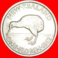 + KIWI BIRD: NEW ZEALAND ★ FLORIN 1962! DRESSED QUEEN! LOW START ★ NO RESERVE! - New Zealand