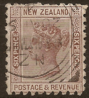 NZ 1882 6d Brown QV P10 SG 224b U #QM235 - Usati