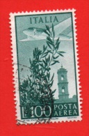 1955/59 (A148/ll) Torre Del Campidoglio Lire 100 (filigrana Stelle IV) - Usato - Leggi Il Messaggio Del Venditore - Poste Aérienne