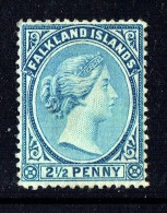 1891  Victoria   2½d.  Pale Chalky Ultramarine   SG 27  Unused - No Gum - Falkland Islands