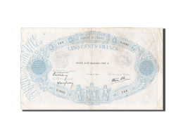 Billet, France, 500 Francs, 500 F 1888-1940 ''Bleu Et Rose'', 1938, 1938-09-22 - 500 F 1888-1940 ''Bleu Et Rose''
