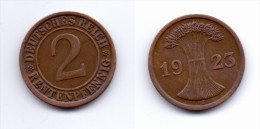 Germany 2 Rentenpfennig 1923 J - 2 Rentenpfennig & 2 Reichspfennig