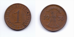 Germany 1 Reichspfennig 1930 E - 1 Renten- & 1 Reichspfennig