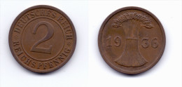 Germany 2 Reichspfennig 1936 E - 2 Rentenpfennig & 2 Reichspfennig