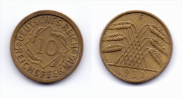 Germany 10 Reichspfennig 1934 F - 10 Renten- & 10 Reichspfennig