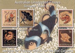 Australia Unadopted Essays Souvenir Sheet No 2 - Designs For Decimal Currency 1966 MNH (Cinderella) -see Notes - Werbemarken, Vignetten