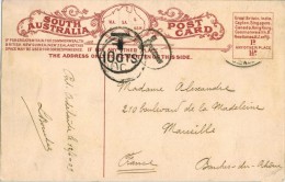 AUSTRALIA AUSTRALIE Sur CPA ADELAÏDE Zoological  Vers MARSEILLE Oblitération TAXE Carte Année 1909 Taxée - Brieven En Documenten