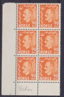 Norway 1955 Mi. 401    90 Ø König Haakon VII. 6-Block M. Rand MNH** - Blocs-feuillets