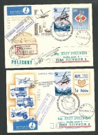 1984. TWO REGIST. ILLUSTRATED CARDS FROM PHILATELIC EROKOSMOS  EXHIBITION - Airplanes