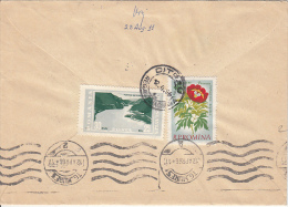 32706- DANUBE AT IRON GATES, PEONY FLOWER, STAMPS ON COVER, 1966, ROMANIA - Briefe U. Dokumente