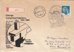 32728- GEORGE CONSTANTINESCU, INVENTOR, SONICS THEORY, REGISTERED SPECIAL COVER, 1990, ROMANIA - Storia Postale